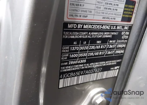 2007 Mercedes-Benz R 350 4Matic z USA, uszkodzony, nr VIN 4JGCB65E97A037627